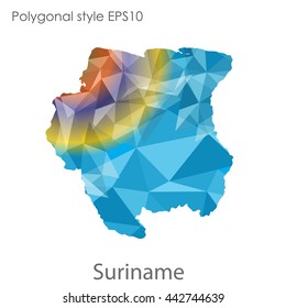 Suriname map in geometric polygonal style.Abstract gems triangle,modern design background.Vector illustration EPS10
