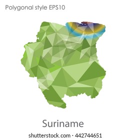 Suriname map in geometric polygonal style.Abstract gems triangle,modern design background.Vector illustration EPS10