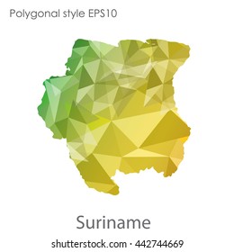 Suriname map in geometric polygonal style.Abstract gems triangle,modern design background.Vector illustration EPS10