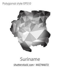 Suriname map in geometric polygonal style.Abstract gems triangle,modern design background.Vector illustration EPS10