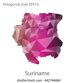 Suriname map in geometric polygonal style.Abstract gems triangle,modern design background.Vector illustration EPS10