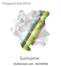 Suriname map in geometric polygonal style.Abstract gems triangle,modern design background.Vector illustration EPS10