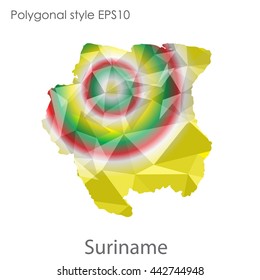 Suriname map in geometric polygonal style.Abstract gems triangle,modern design background.Vector illustration EPS10