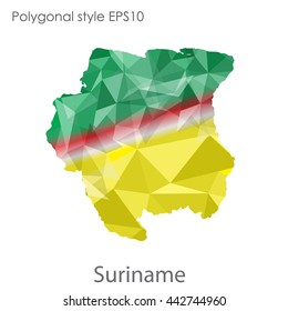 Suriname map in geometric polygonal style.Abstract gems triangle,modern design background.Vector illustration EPS10
