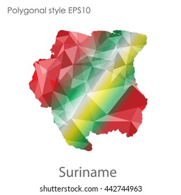 Suriname map in geometric polygonal style.Abstract gems triangle,modern design background.Vector illustration EPS10
