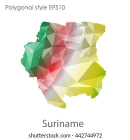 Suriname map in geometric polygonal style.Abstract gems triangle,modern design background.Vector illustration EPS10