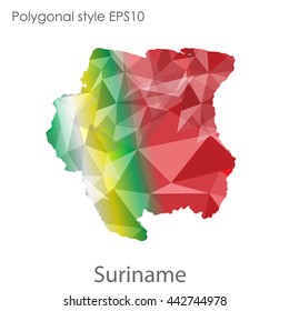Suriname map in geometric polygonal style.Abstract gems triangle,modern design background.Vector illustration EPS10