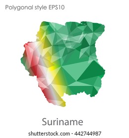 Suriname map in geometric polygonal style.Abstract gems triangle,modern design background.Vector illustration EPS10
