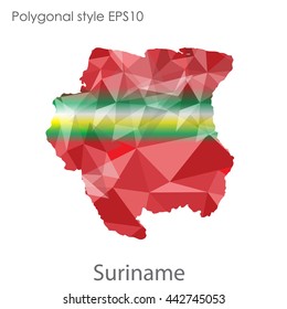 Suriname map in geometric polygonal style.Abstract gems triangle,modern design background.Vector illustration EPS10