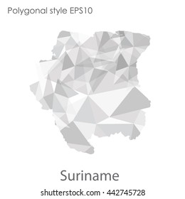 Suriname map in geometric polygonal style.Abstract gems triangle,modern design background.Vector illustration EPS10