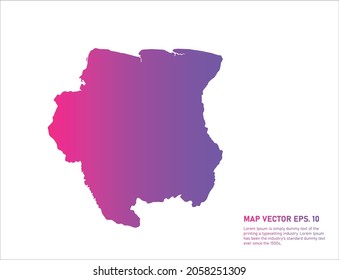 Color del degradado del mapa de Surinam. sobre fondo blanco. 
