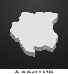 Suriname map in gray on a black background 3d