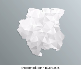 Suriname map gray in polygonal style on dark background. isolated vector illustration eps 10.