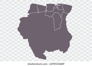 Suriname Map Grey Color on White Background quality files Png