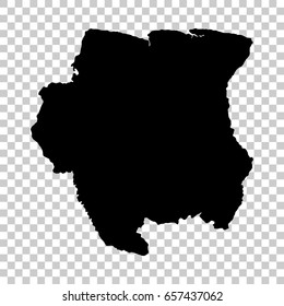 Suriname map isolated on transparent background. Black map for your design. Vector illustration, easy to edit.