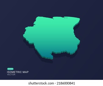 Suriname map of isometric green gradient vector illustration.