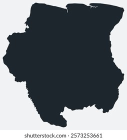 Suriname map. Just a simple border map. Shape of the country. Flat blank Suriname outline. Vector boundary illustration.