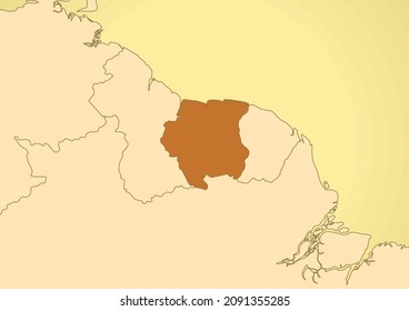 Suriname map old vintage south America