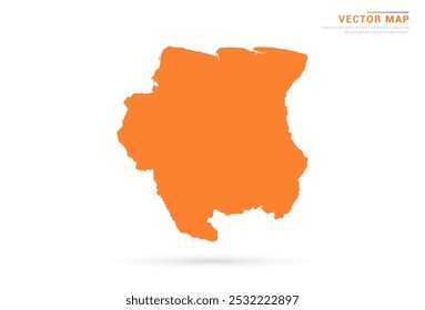 Mapa de Surinam - Estilo abstracto anaranjado aislado en el Vector de fondo blanco.