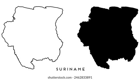 Mapa de Surinam delineado y Vector negro