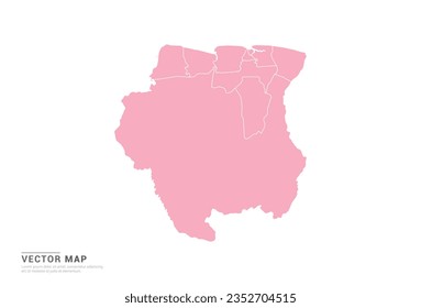 Suriname Map - Pink abstract style isolated on white background for infographic, design vector.