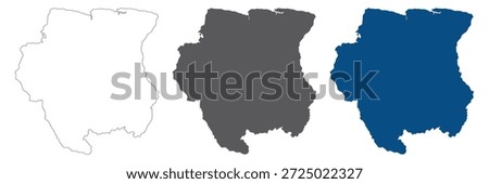 Suriname map plain set. Map of Suriname in blank set. 