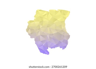 Suriname Map - Polygon Style Vektorgrafik in Gelb und Lavendel Farbverlauf, Low Poly Geometric Design, einzeln auf weißem Hintergrund für Infografiken und Projekte