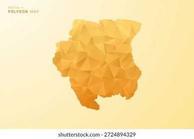 Mapa de Surinam - Ilustración vectorial de estilo polígono en diseño geométrico de bajo poli amarillo y naranja, silueta mínima moderna, aislada para infografía.