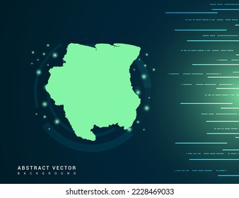 Suriname map of technology green futuristic Background vector.