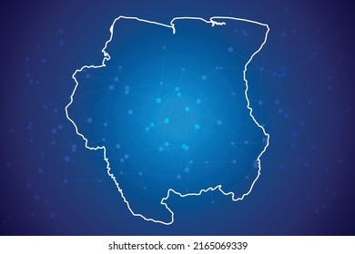 Suriname Map Technology  with network connection background