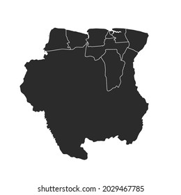Mapa de Surinam vector, color oscuro.aislado en fondo transparente. 