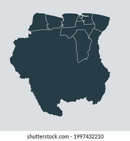 Mapa vectorial de Surinam aislado en fondo gris