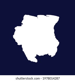 Suriname map vector. white color on blue background.