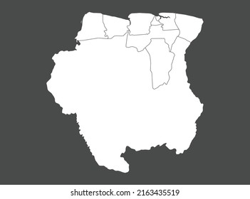 Suriname-Karte, Vektorgrafik, weiß, einzeln auf grauem Hintergrund