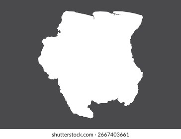 Vetor mapa do Suriname, cor branca, não isolado no fundo escuro