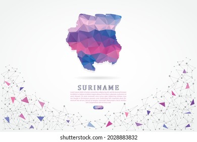 Mapa de Surinam - Mapa Mundial Plantilla vectorial Internacional con gradiente de color rosa poligonal aislado en fondo blanco para educación, sitio web, banner, infografía - Ilustración vectorial eps 10