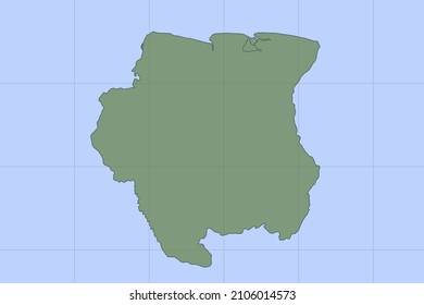 Suriname Map - World map International vector template with green color on blue background and grid design for design, education, website, infographic, banner - Vector illustration eps 10