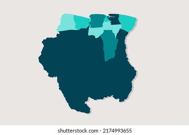Suriname Map - World Map International vector template with High detailed including blue and green outline color isolated on white background - Vector illustration eps 10