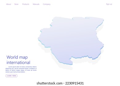 Suriname Map - World map International vector template with isometric style including shadow, purple and blue color isolated on white background for design, website - Vector illustration eps 10