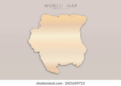 Suriname Map - World map International vector template with 3D, gold luxury design including shadow on bright background for design, education, website, infographic - Vector illustration eps 10