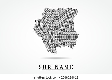 Suriname Map - World map vector template with Black dots, grid, grunge, halftone style isolated on white background for education, infographic, design - Vector illustration eps 10