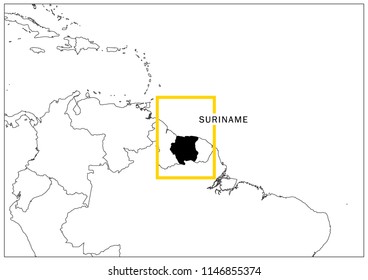 Suriname map yellow frame geography national 