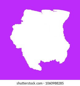 Suriname map-White map on purple background. Each city and border has separately. Vector illustration eps 10.