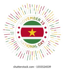 Suriname national day badge. Independence from the Netherlands in 1975. Celebrated on November 25.