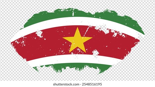 Bandera nacional de Surinam con efecto de pincel de trazo afligido sobre fondo aislado