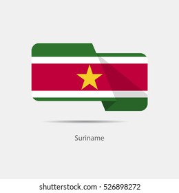 Suriname national flag on a white background with shadow. vector illustration