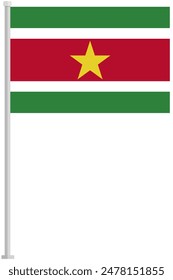 Suriname national flag pole icon isolated on white background.