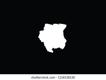 Suriname outline map country shape state symbol national borders