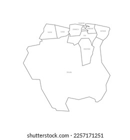 Suriname political map of administrative divisions