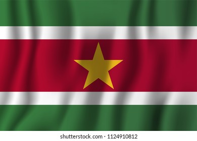 Suriname realistic waving flag vector illustration. National country background symbol. Independence day.